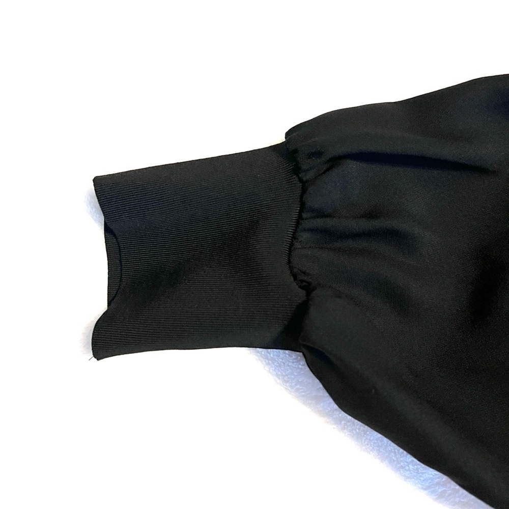 Whistles Zeta Ribbed Cuff Crepe Shift Dress Black Size 12 - Picture 6 of 15